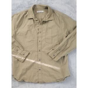 Outerknown button down shirt mens large long sleeve tan organic cotton pocket